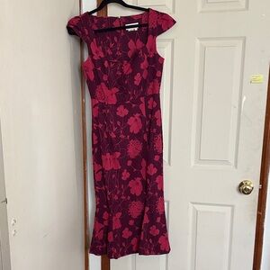 Anthropologie Floral Burgundy Dress